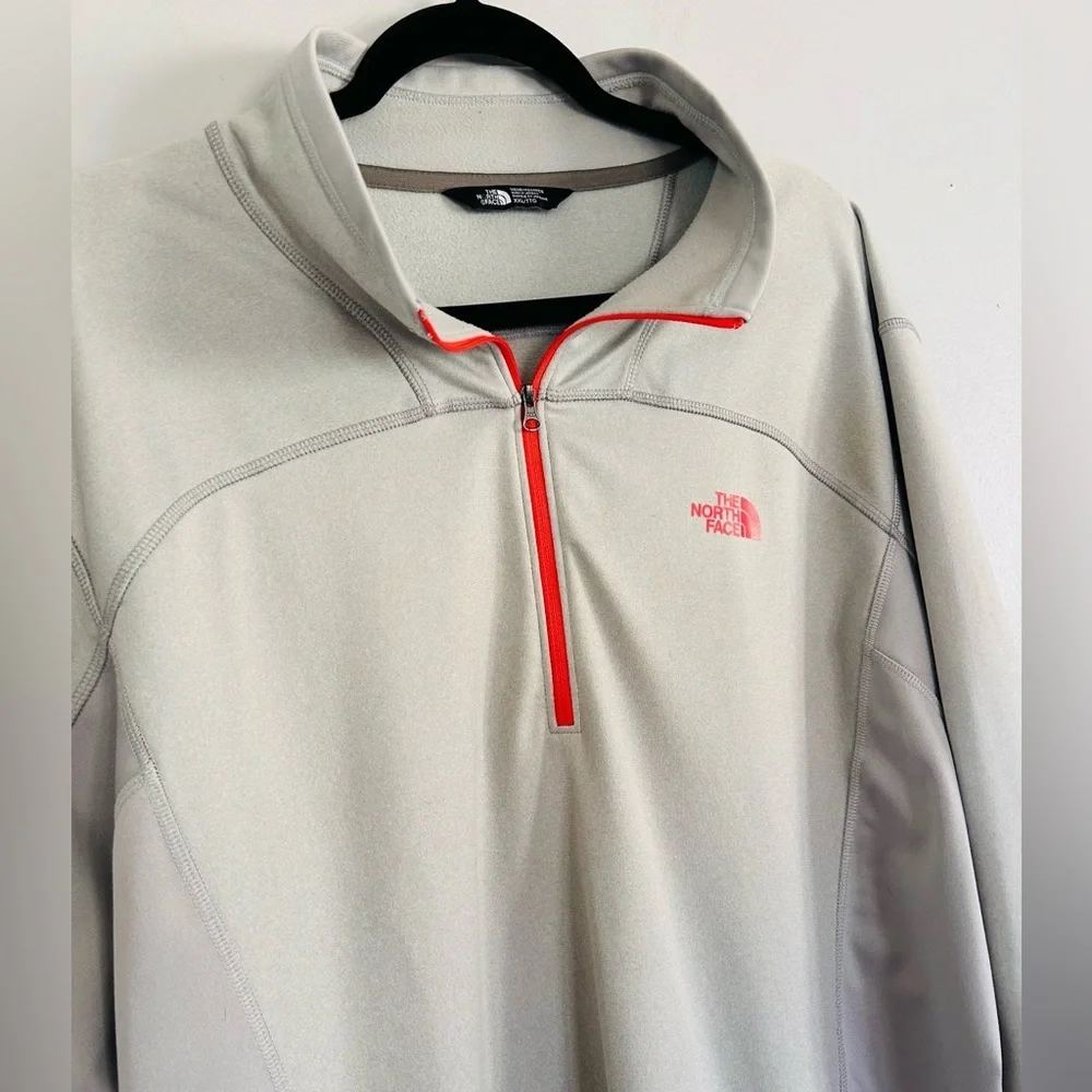 The North Face 1/4 Zip Pullover XXL Gray Neon Logo Fleece Hiking Outdoors